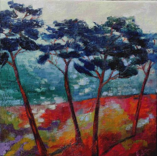 Les pins bleus  - 30x30 cm